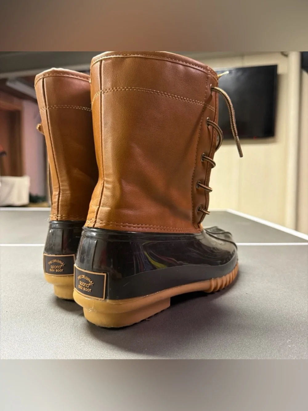 The Original Duck Boot Women Size 8.5 M Sporto Arianna Brown Tan Rain Snow Boots